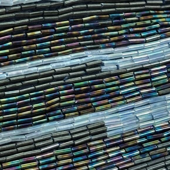 Vintage beaded evening bag black satin shoulderbag NEW tagged Tano 1990’s dressy - Picture 10 of 12